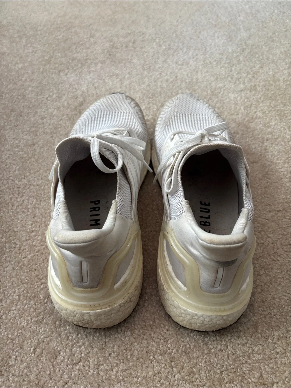 adidas Knit Running Sneakers - Cream White Mens Size 10.5